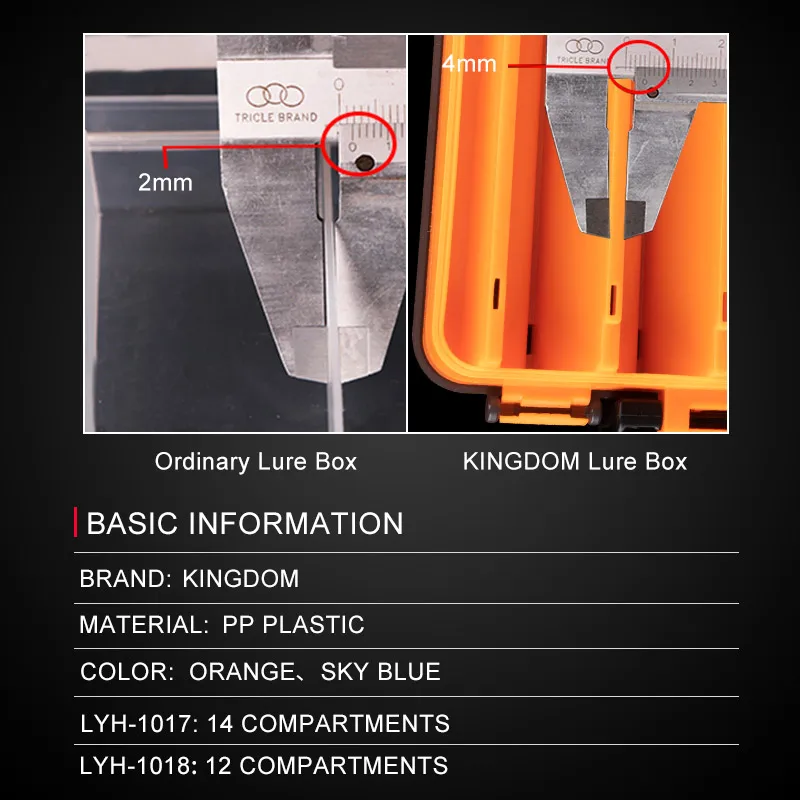 Kingdom Bait-caja de aparejos de pesca, 12 y 14 compartimentos, cajas de accesorios para anzuelos, caja de almacenamiento de cebo de plástico portátil de doble cara - imagen 3