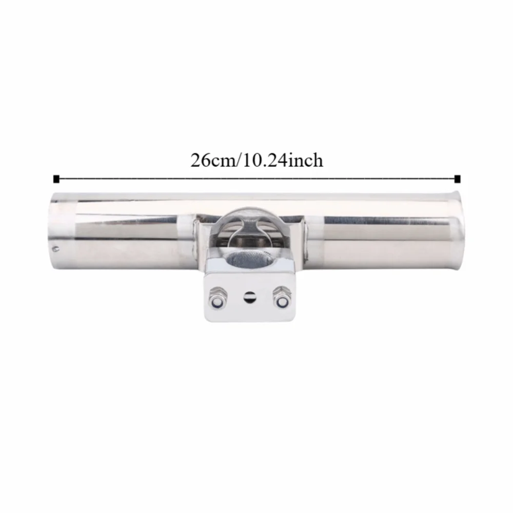 Soporte duradero para caña de pescar de acero inoxidable, soporte plateado para caña de pescar de 26cm de longitud, soporte ajustable para caña de pescar para barco marino - imagen 5