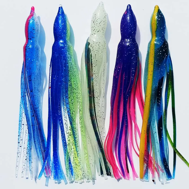 14 Uds. Faldas de pulpo de repuesto para señuelos de pesca, falda de pulpo, señuelo de pesca suave, falda aparejada, Marlin, atún, Pakula, juego de pesca - imagen 3