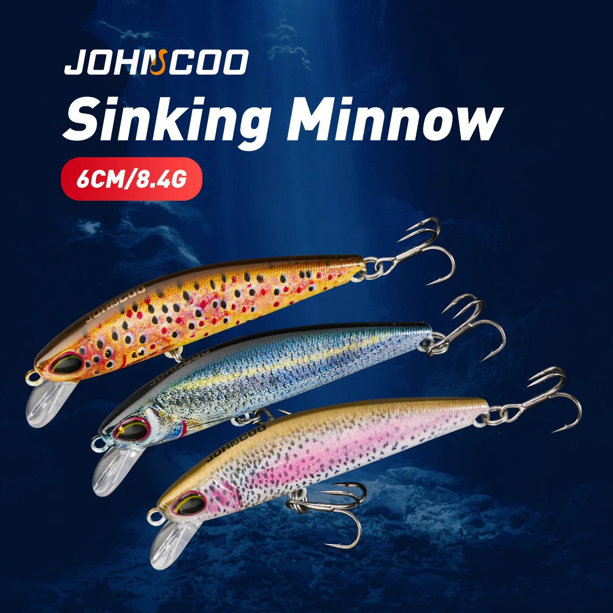 Johncoo 6cm 8g hundimiento Minnow trucha señuelo de pesca depredadores señuelo perca señuelo de pesca Wobblers aparejos de pesca - imagen 5