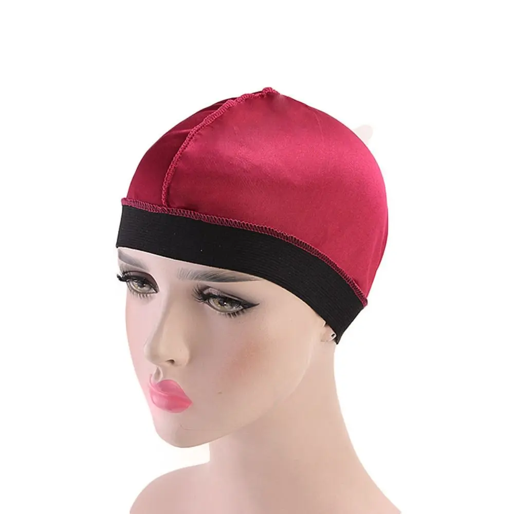 Nuevos sombreros Durag de Color sólido para hombre, gorras onduladas elásticas transpirables, gorra Durag Multicolor de poliéster para hombre - imagen 2