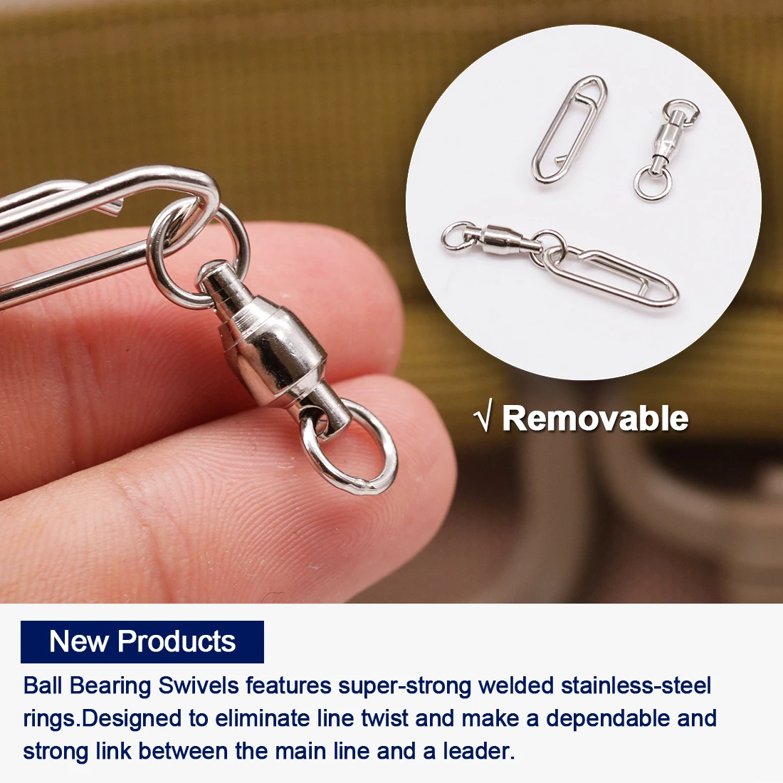 FishTrip 25 uds nuevo pesca Snap rodamiento de bolas giratorios de acero inoxidable con mosquetón conector de pesca aparejos terminales - imagen 4