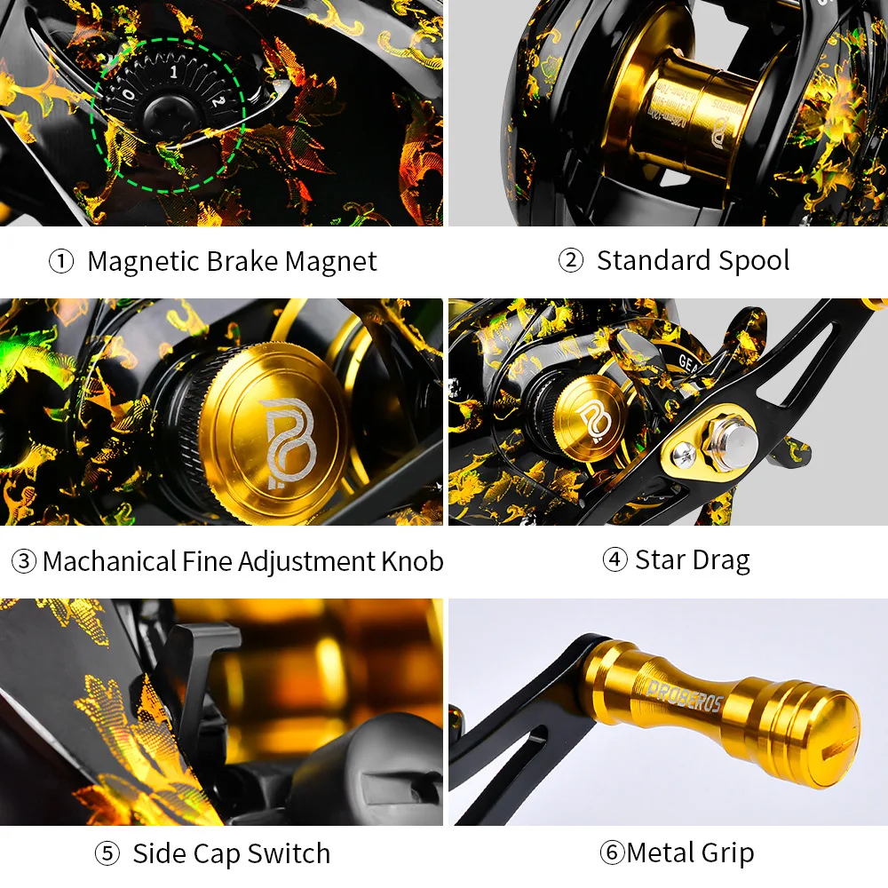 Carrete Baitcasting Metálico 3+1BB – Relación 7.2:1 para Mar y Río - imagen 5