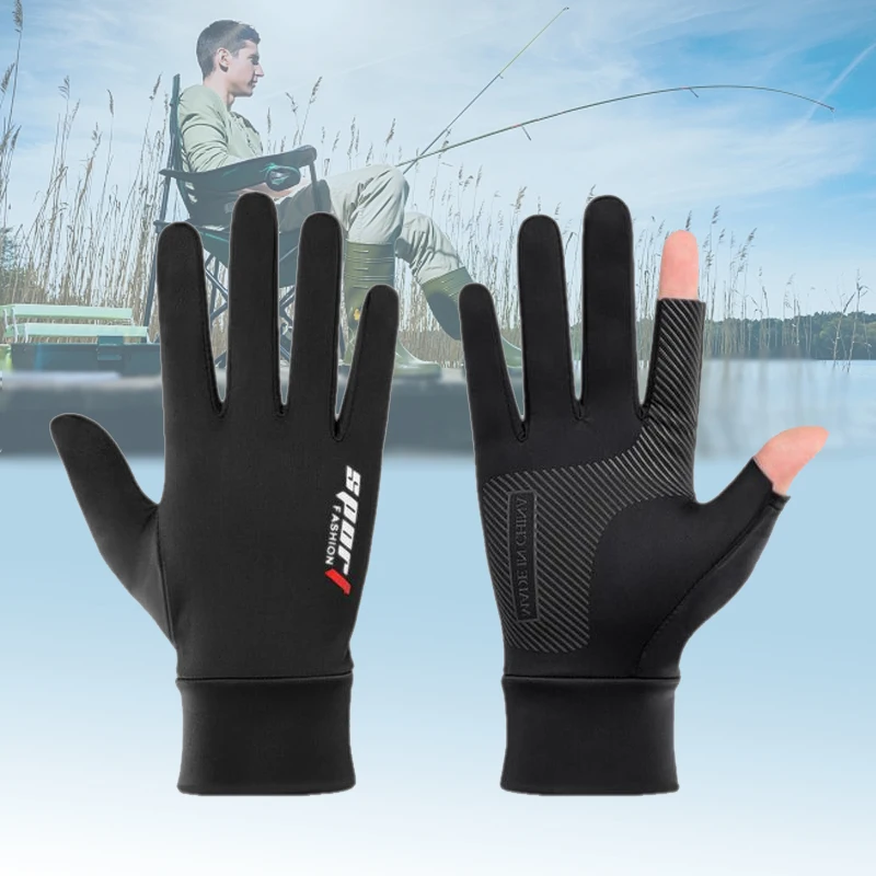 1 par de guantes de pesca con 2 dedos, impermeables, a prueba de viento, fotografía, guantes para hombres y mujeres, guantes de terciopelo cálidos con protección para pesca con caña