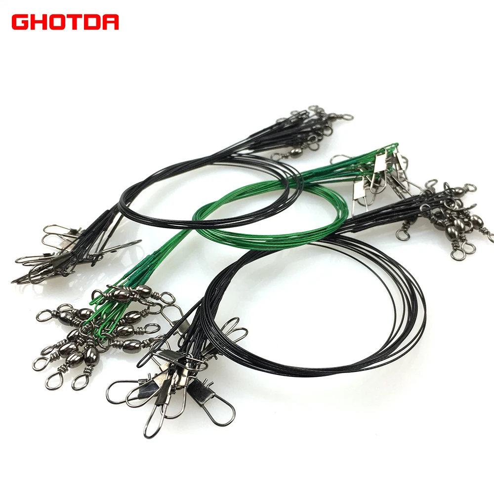 Cable de acero de 60 piezas con eslabones giratorios, hilo de pesca de 15/20/25CM, antimordedura - imagen 5