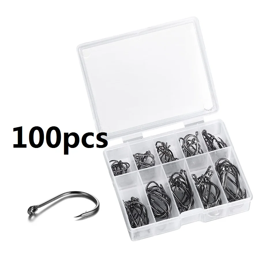 Kit de anzuelos de paleta para pesca con mosca, set de cebos de acero al carbono, accesorios para pescar en mar, 100 unidades - imagen 3