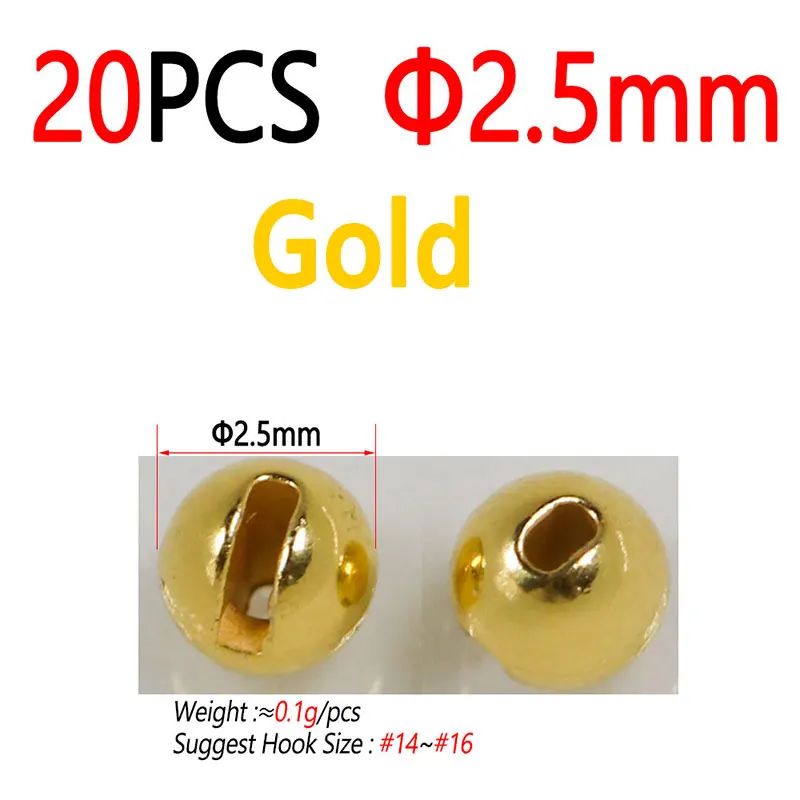 20pcs 2.5mm Gold