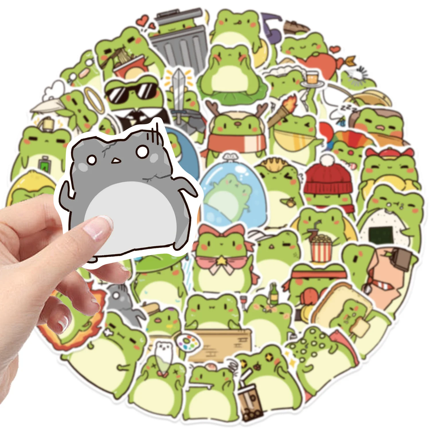 50 Uds. De pegatinas bonitas de animales de rana, bricolaje, teléfono, guitarra, portátil, maleta, botella de agua, pegatinas impermeables, juguetes - imagen 4