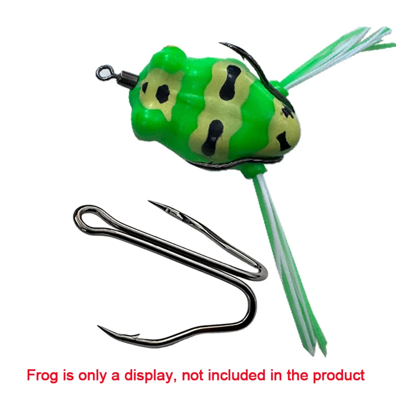 TAKEDO 10 unids/caja 3551 gancho doble de mango corto 6 #   - Anzuelo de pesca de acero con alto contenido de carbono de resistencia 2X para señuelo de rana 1/0 - imagen 3