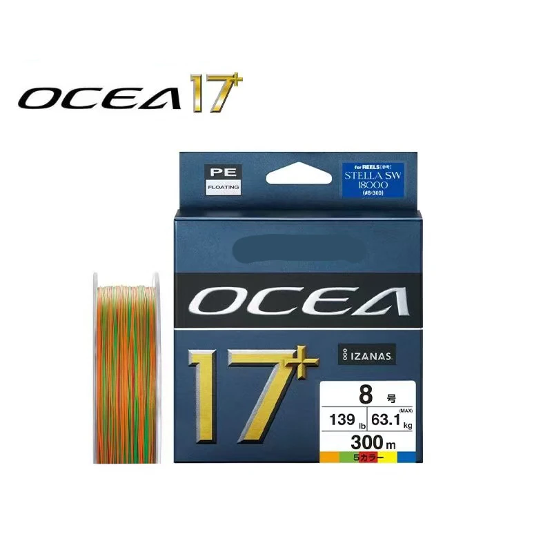 Japón Original Ocea jigger 17 + hebras pesca trenzada flexibilidad flexible suavidad PE líneas 300M para stella SW 18000