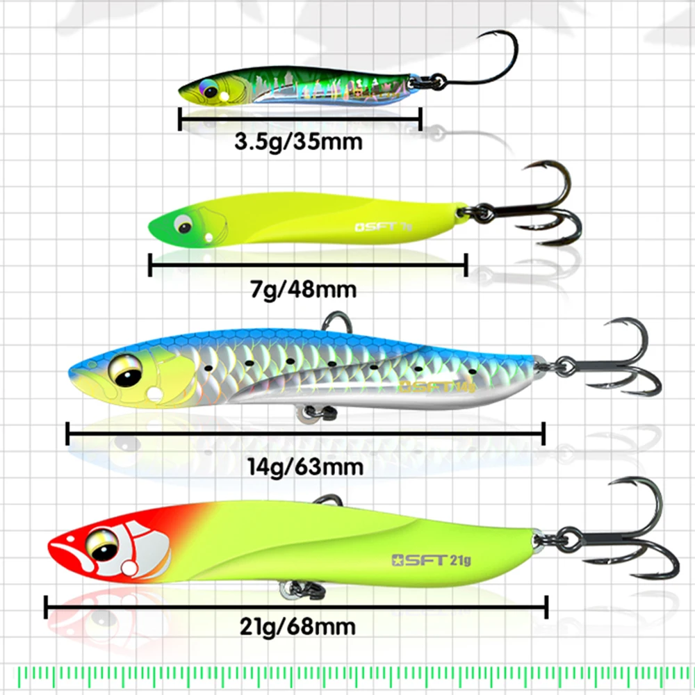 SFT BAIBAI 3,5G 7G 14G 21G gota lenta Micro plantilla de Metal fundido Shore Casting Jigging cuchara pesca de agua salada cebo aparejos 5 unids/set - imagen 3