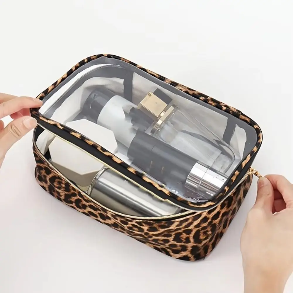 Neceser transparente impermeable estampado leopardo para viaje - imagen 5