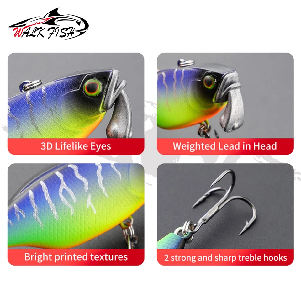 WALK FISH 60mm 18g Testar Jig Head cebo con vibración fundición larga VIB Wobblers Swimbait Señuelos de pesca pesca en hielo de invierno trucha Pike - imagen 5