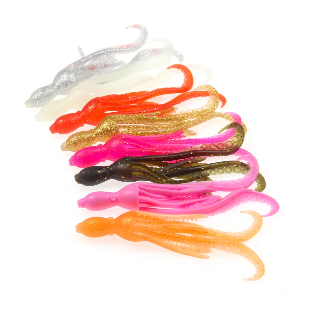 Wifreo-cebo de calamar y pulpo, señuelo de Pesca suave con cabeza de anzuelo, falda de calamar, Material TPR, Wobbler, pargo, aparejos de Pesca de mar, 4 Uds. - imagen 4