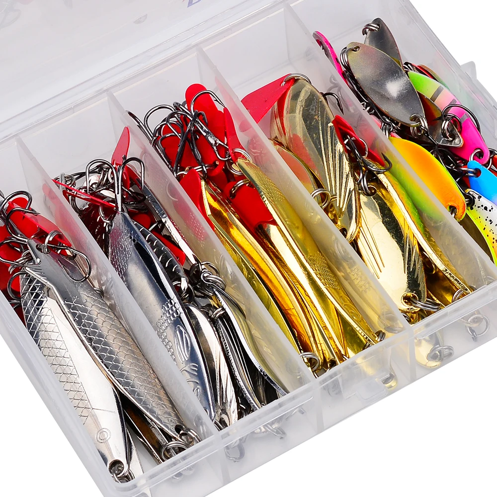 10-50 Uds. Cuchara de metal traje de cebo de pesca kit de cebo giratorio artificial de alta calidad perca salmón accesorios de pesca al aire libre - imagen 5