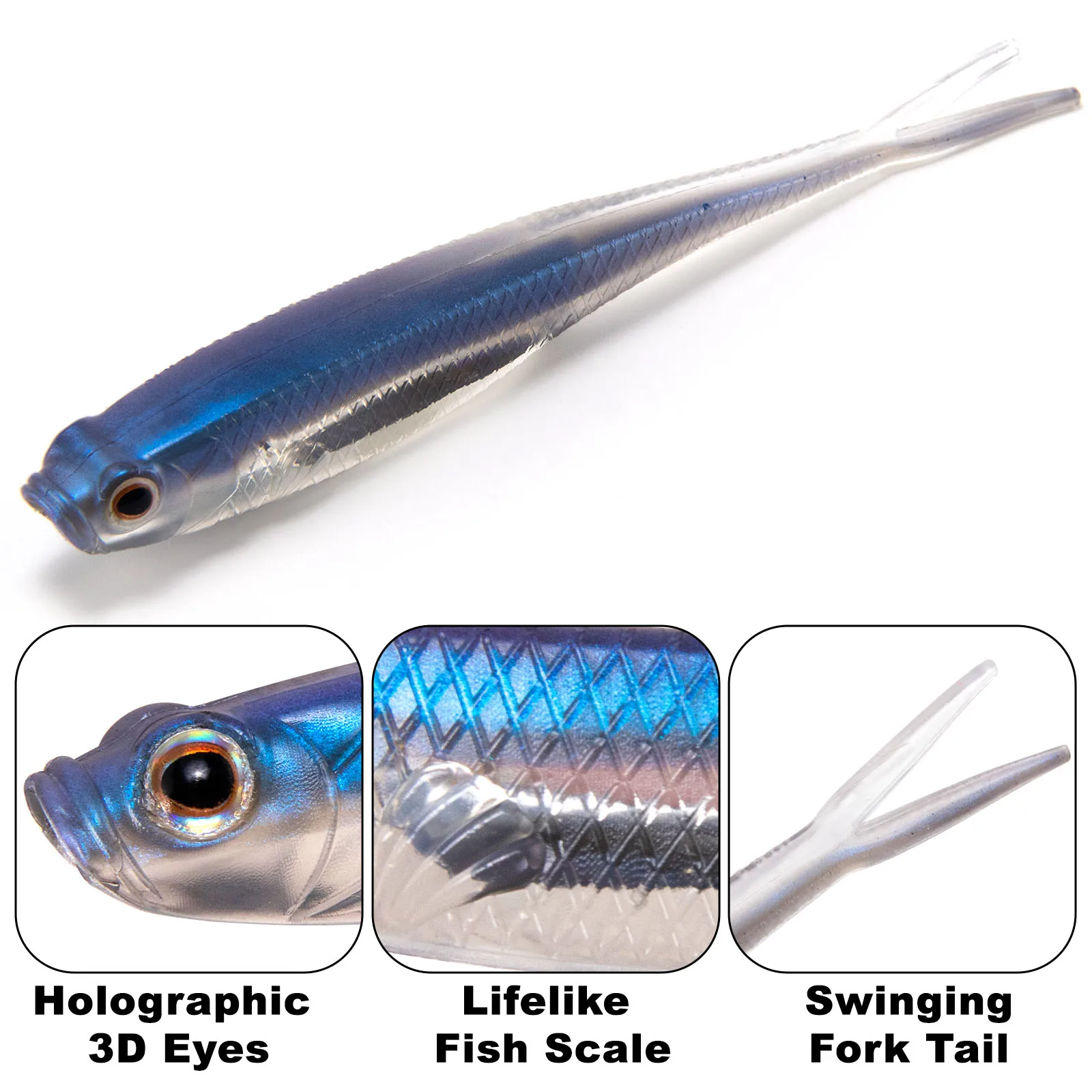 Dr.Fish-señuelo blando de pesca de plástico, tenedor de agua salada, cola de gota, cebo suave de silicona, gusano, lubina, trucha, Lucio, dorado, sin malezas, 5/6 Uds. - imagen 5