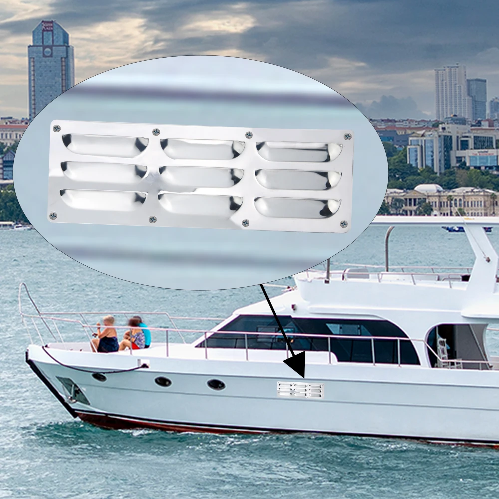 Cubierta de ventilación de acero inoxidable para barco, 266,7x88,9 MM, orificios de ventilación con Louvered marino hechos de S.304 9 - imagen 3