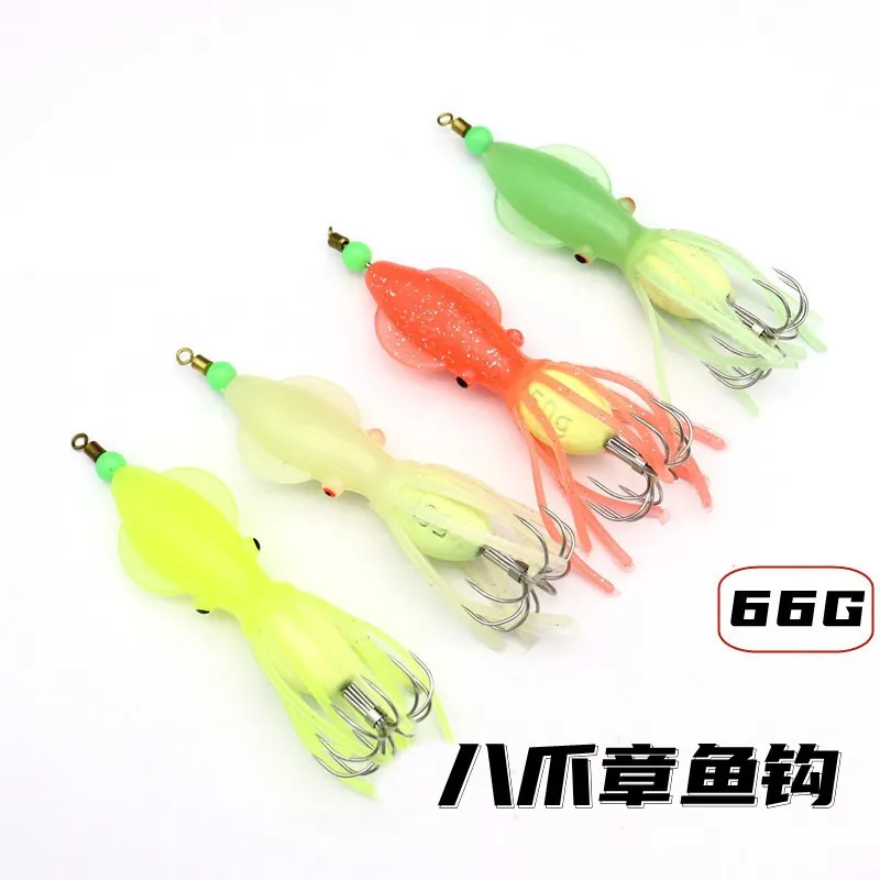 Cebo blando para pesca de lubina, anzuelo de calamar, pulpo UV, luminoso/resplandeciente, señuelo, corvina amarilla, 11cm, 66g - imagen 4