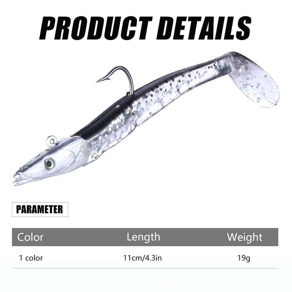 NEWUP-cebo suave con cabeza de Jigging, señuelo de goma de silicona para peces, 11CM, 18,5g, cebo suave para peces depredatorios, peces de goma de - imagen 4