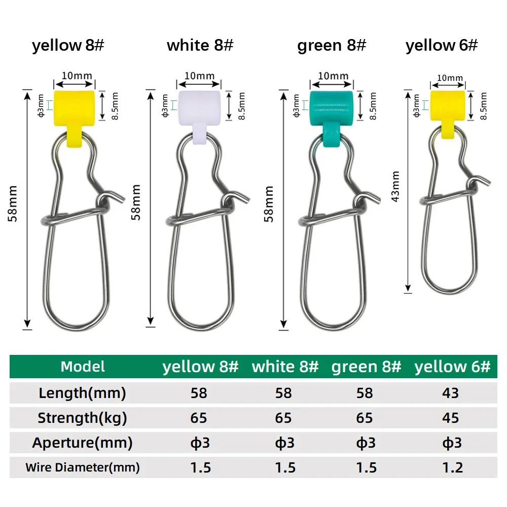 DNDYUJU 30 ~ 50X línea de pesca deslizadores de plomo aparejo de pesca deslizador giratorio de acero inoxidable Duo Lock Snap aparejos de pesca de agua salada - imagen 2