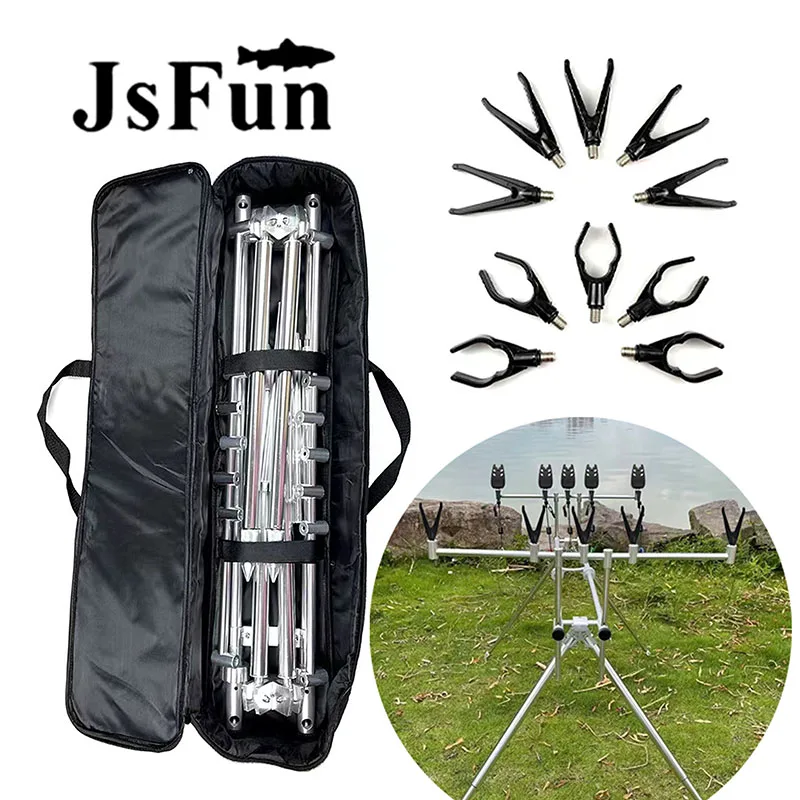 Caña de pescar de aluminio, soporte ajustable ecológico para caña de pescar, soporte retráctil para alarma de mordedura de pesca de carpa - imagen 2