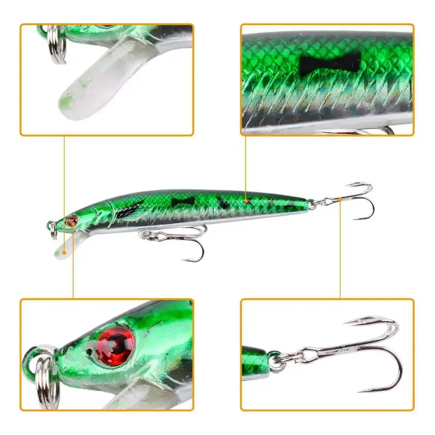 16/8Pcs / Set Minnow Mixed Fly Fishing Lure Set Artificial Hard Bait Realistic Bait Carp Fishing Tackle Pesca Wholesale - imagen 5