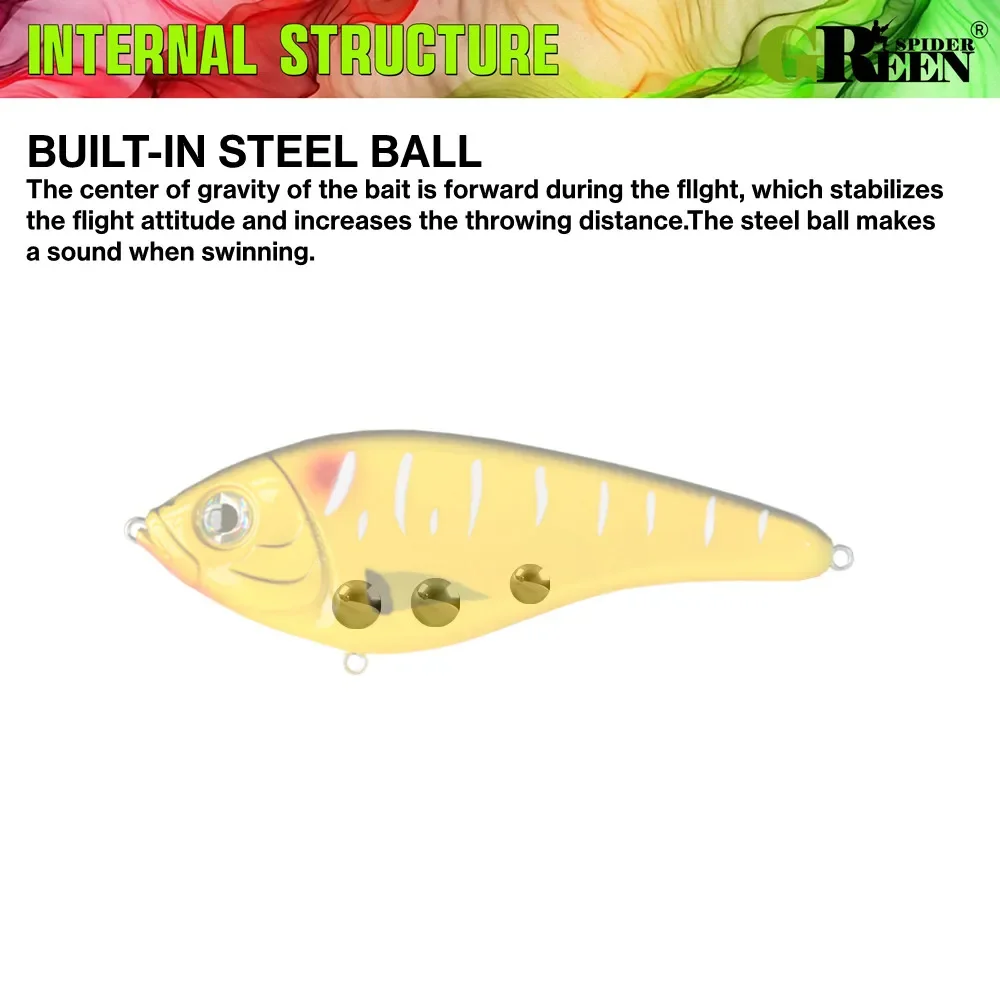 Jerkbait Greenspider – Señuelo sonoro hundimiento lento para lucio - imagen 5