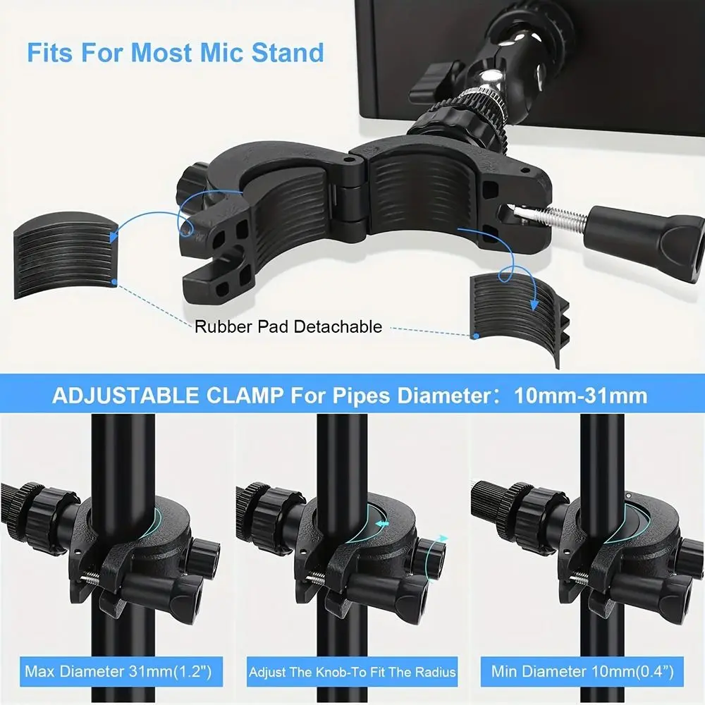 Nuevo soporte giratorio de 360 grados para tableta, soporte ajustable para teléfono con rosca 1/4, soporte giratorio Universal para Podcasting - imagen 3