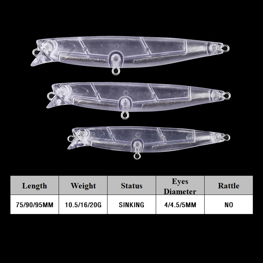 Chan'sHuang-Cebo en blanco sin pintar, lápiz silencioso de hundimiento, aparejo de señuelo de pesca Artificial, 7,5/9/9, 5cm, 20 piezas - imagen 2