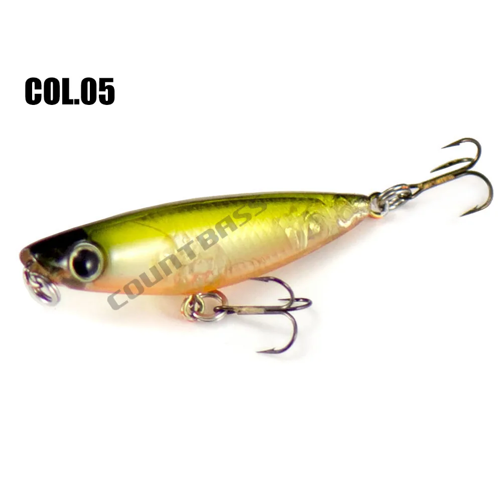Countbass Mini Topwater 43mm 1-11/16" 2g 5/64 oz. Con anzuelos VMC Señuelos de pesca Wobbler, cebos duros micro flotantes - imagen 4