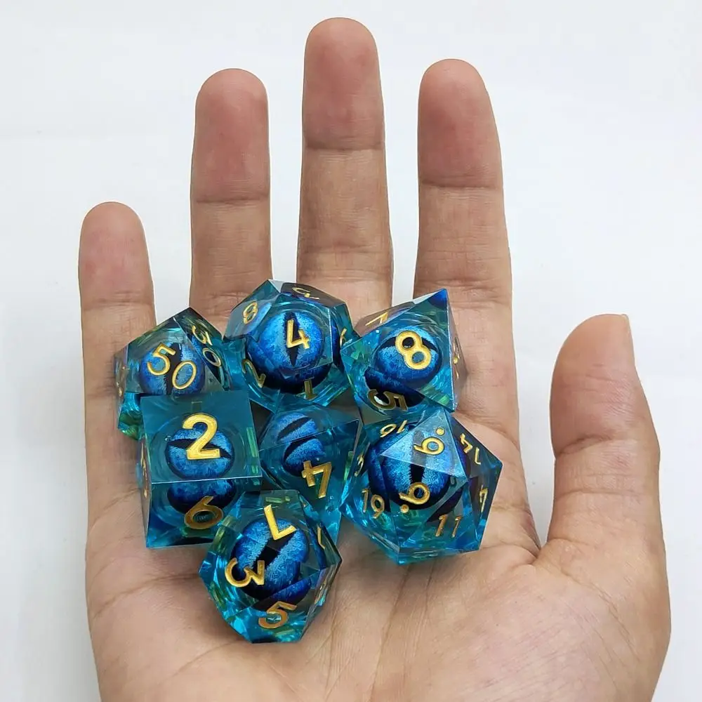 Dados poliédricos de núcleo de flujo líquido, 7 piezas, para juegos de rol RPG D4, D6, D8, D10, D12, D20, borde afilado D + D - imagen 5