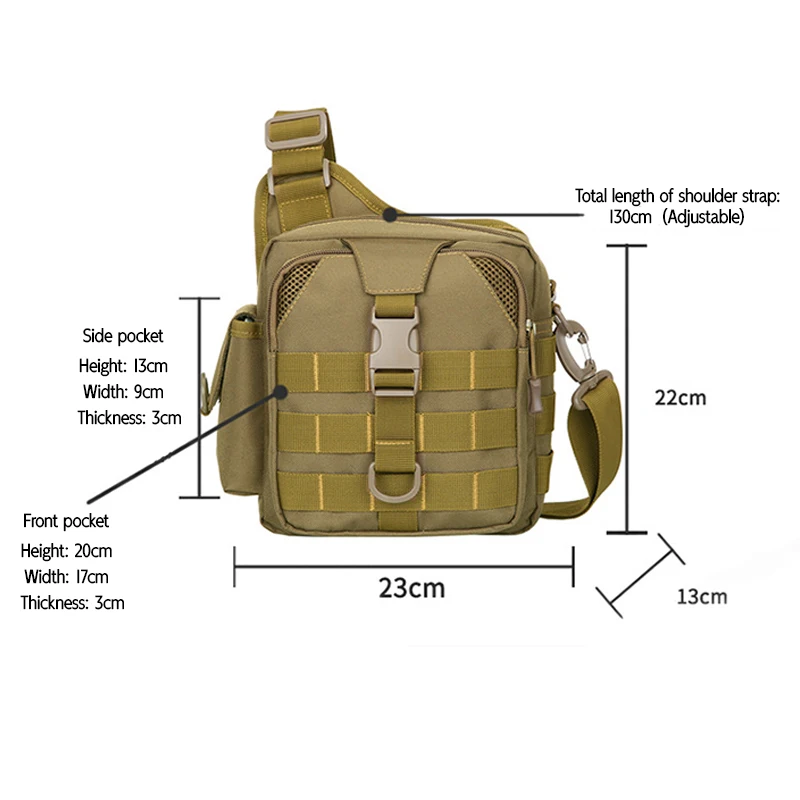 Bolsa de pesca al aire libre, mochila portátil impermeable multiusos de tres capas, bolso cruzado de camuflaje para senderismo, Camping y caza - imagen 3