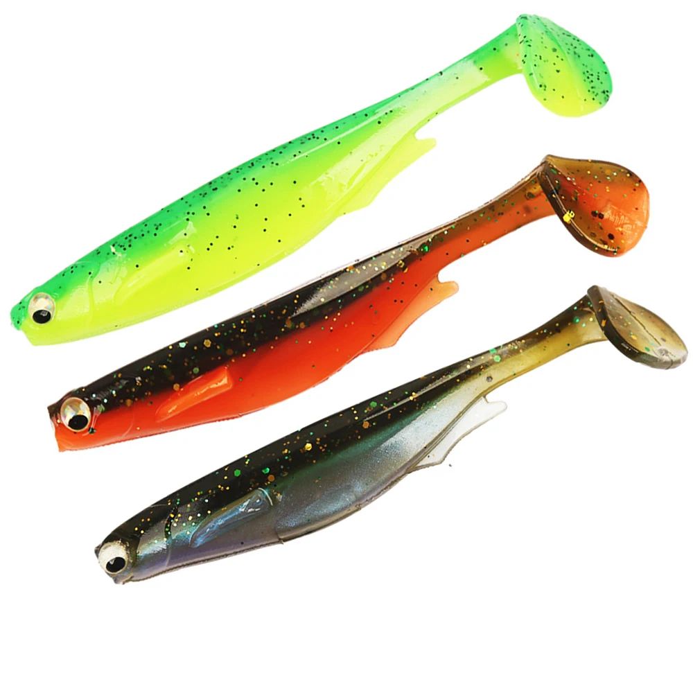 Señuelos de plástico blando para pesca, 3 piezas, 10cm, 10g, cola de paleta de silicona, Spark Shad Worm, Swimbaits, lubina, trucha, Lucio, Leurre Souple - imagen 2