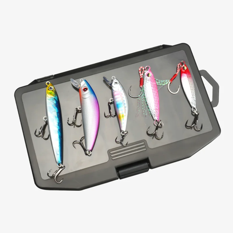 5 unids/set Kit de Señuelos de Pesca hundimiento Minnow placa de hierro lápiz trucha cebo Artificial manivela cebo aparejos de pesca de lubina con caja - imagen 2