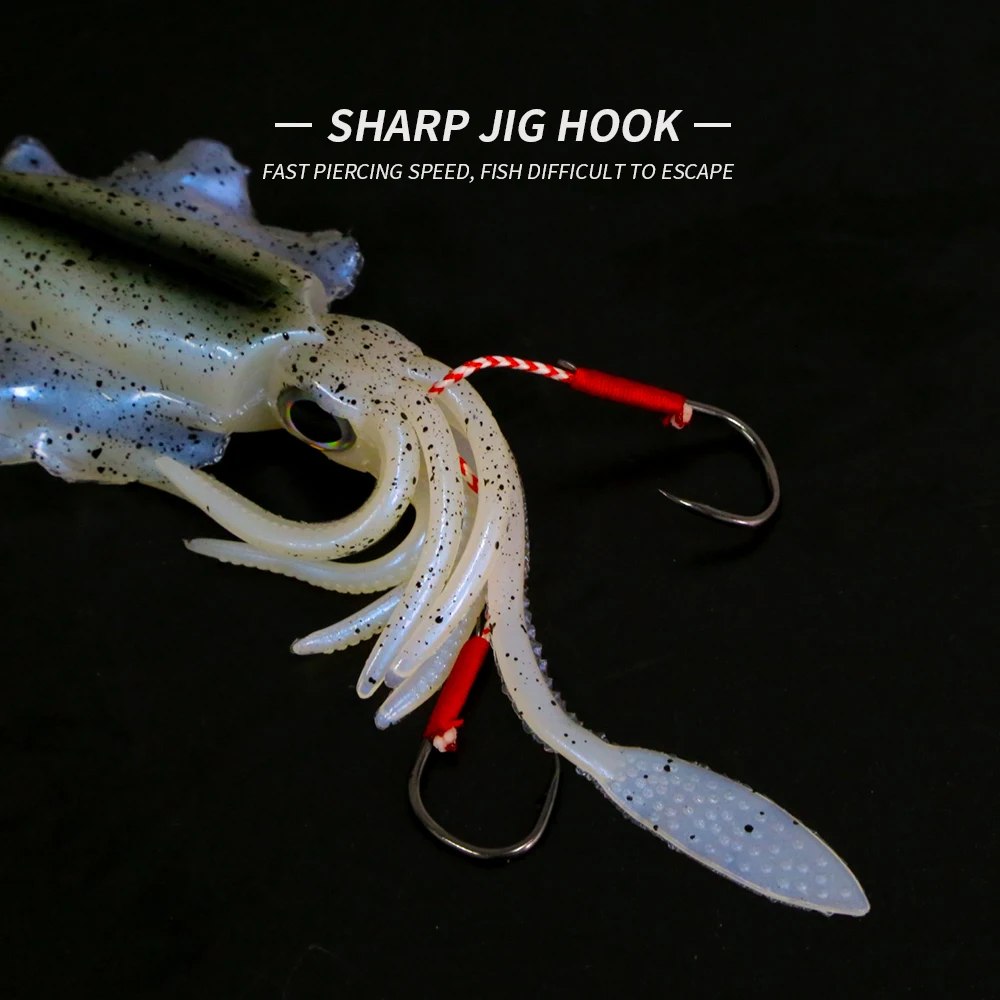 ORJD-señuelo de calamar suave para pesca, plantilla de calamar UV luminosa para pesca en el mar, cebo Wobbler para pargo - imagen 5