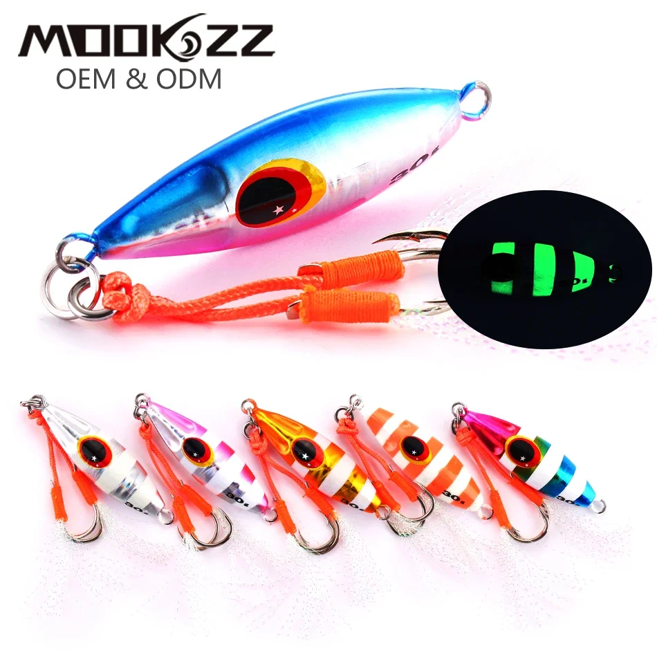 MOOKZZ recién llegado 40g ~ 25g señuelo de Jigging de paso lento plantilla de Metal señuelos de pesca de curricán de agua salada señuelo de pesca de plantilla lenta señuelo de Jingging