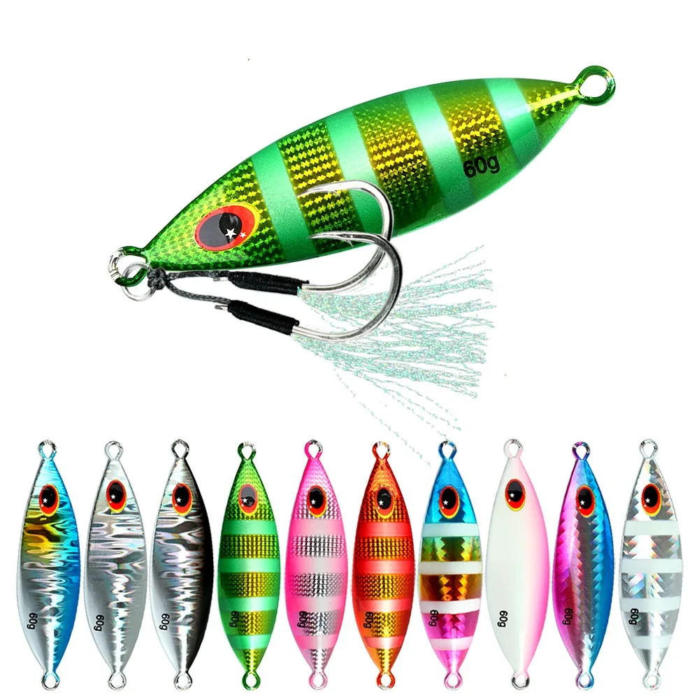 Señuelo de paso lento Micro Jigging Vertical 10g 20g 30g 40g 60g cebo duro Jig Shore señuelo de plantilla de Metal lento para aparejos de pesca de lubina