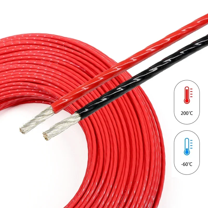 Cable electrónico Chapado en plata PTFE rojo/negro de 30 ~ 10AWG, Cable de cobre con aislamiento FEP OFC DIY para auriculares de Audio, señal HiFi, 1 ~ 100 metros - imagen 3