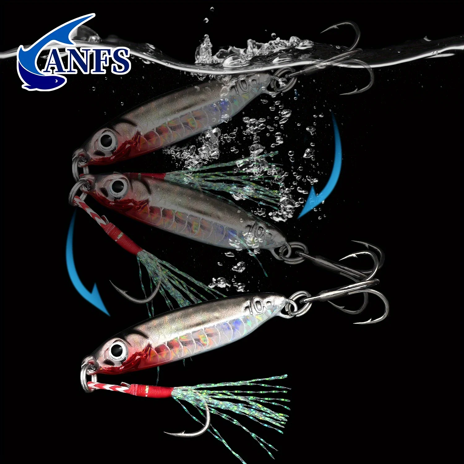 ANFS VIB metálico – Largo alcance, doble gancho agua dulce y salada - imagen 4
