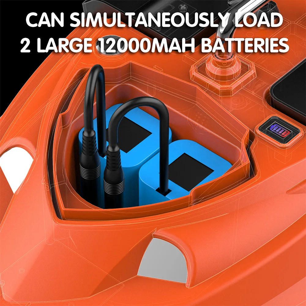 MBLN Bait Boat con 4 trémies independientes, antenas duales para alcance de 500 m, fuente de alimentación dual, luces delanteras y traseras para pesca nocturna - imagen 4