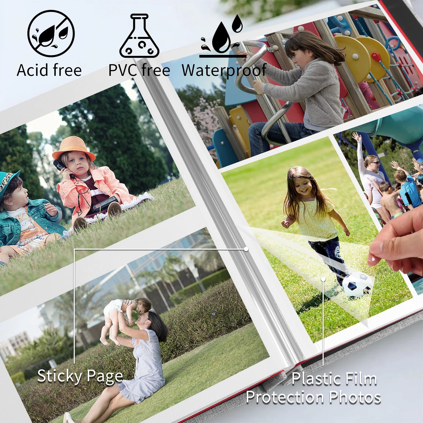 Álbumes de fotos grandes autoadhesivos de 28x27cm para fotos de 4x6, 8x10, álbum de recortes DIY, 40 páginas en blanco con bolígrafo metálico - imagen 3