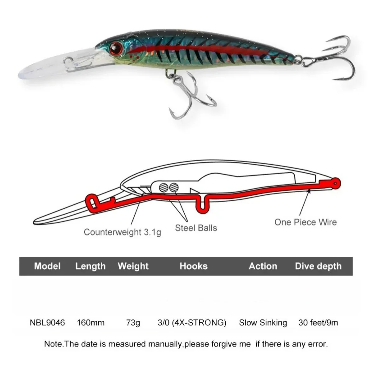 Noeby-señuelo de pesca de pececillo flotante grande, cebo Artificial de agua salada, Wobblers de curricán de fundición larga, equipo Jerkbait, 16cm, 1 ud. - imagen 2