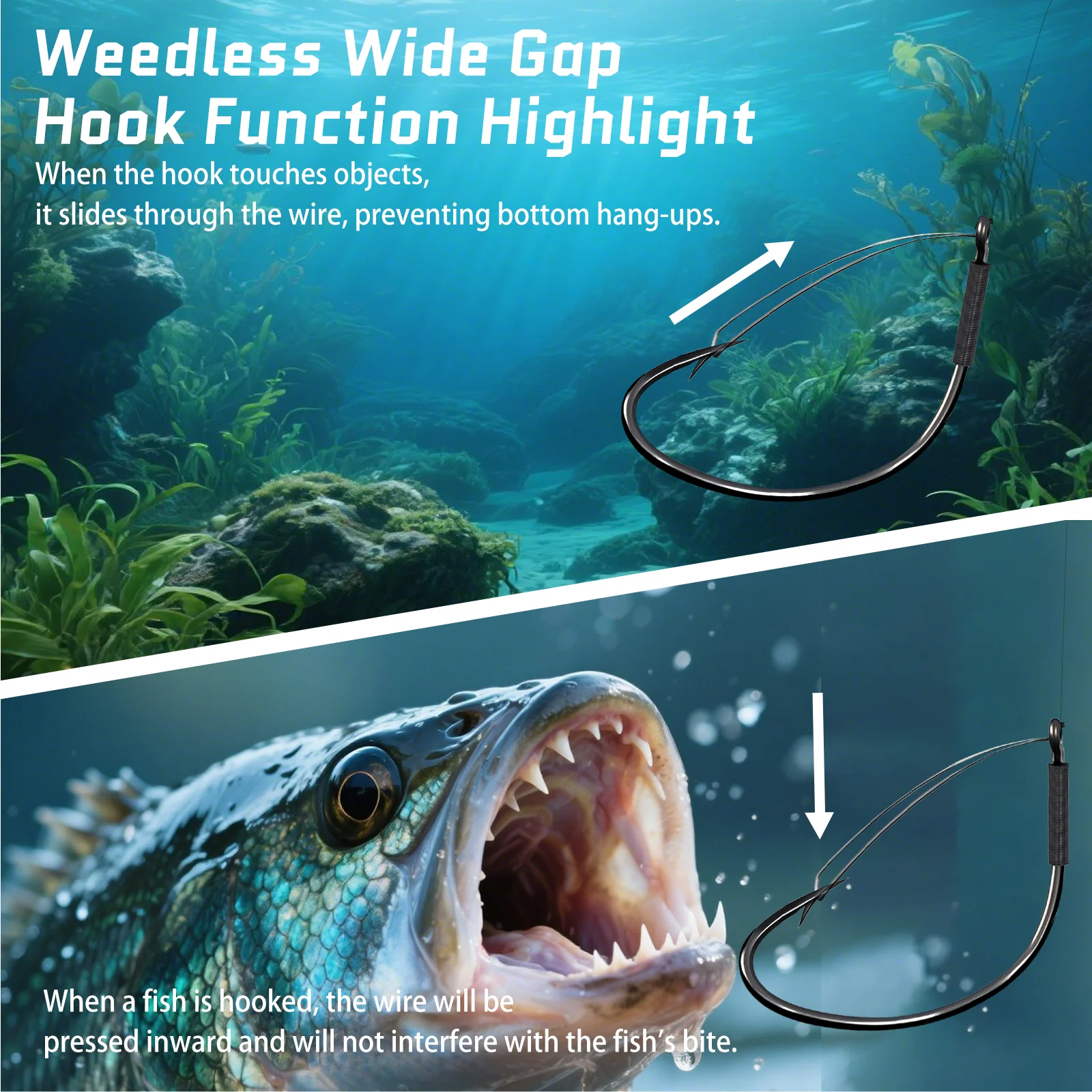 9KM 30 ~ 60 uds anzuelos de aparejo loco sin hierba anzuelo de gusano anzuelo de pesca de lubina para aparejos locos cebos de señuelo de gusano - imagen 5