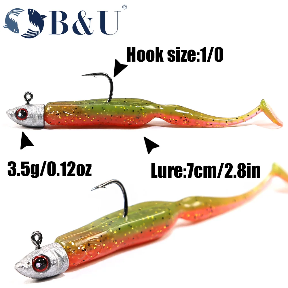 Anzuelos de pesca B & U, anzuelo con cabeza de anzuelo, anzuelos afilados, cebo suave, anzuelos de púas de gusano, aparejos de pesca, señuelo duro - imagen 2