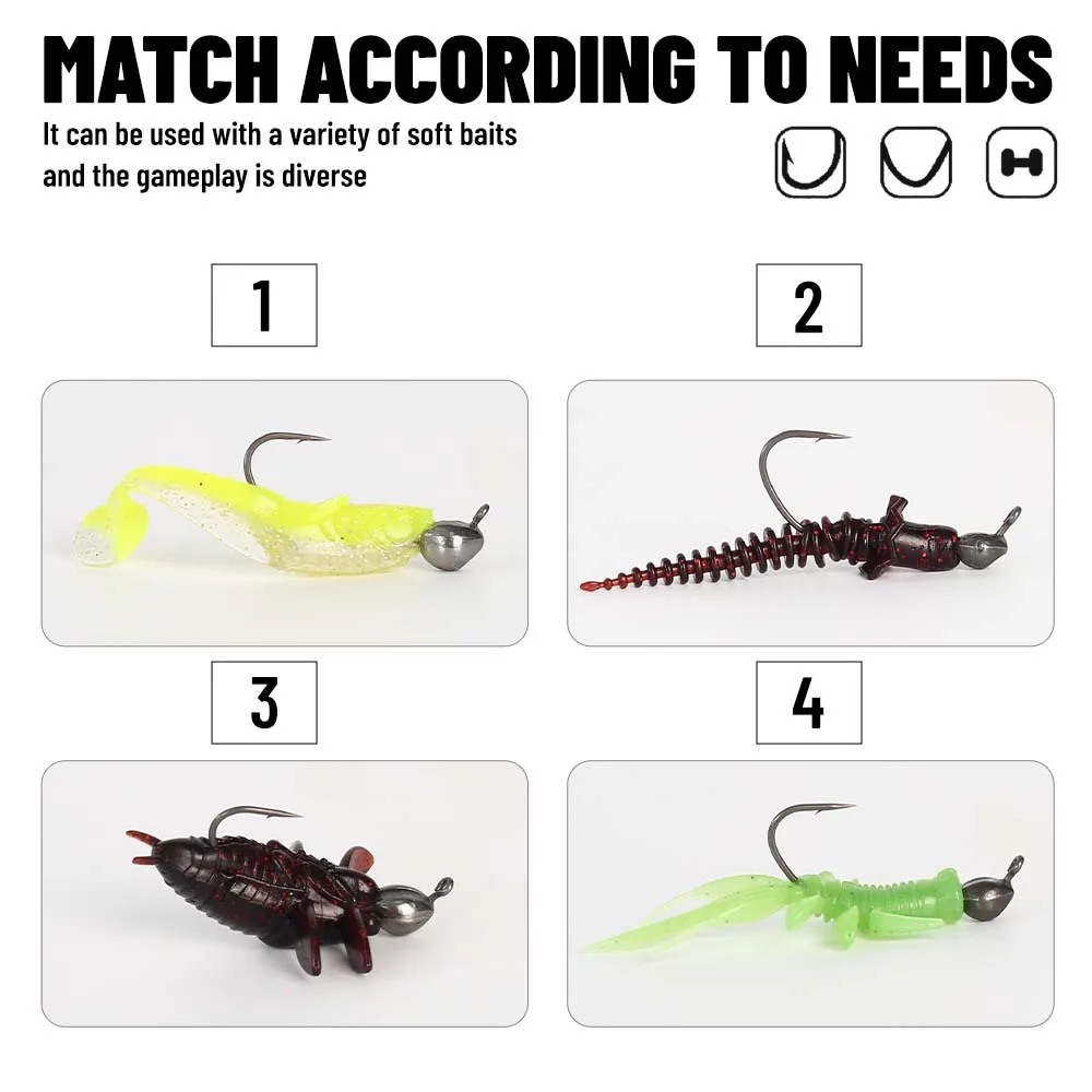 ZUKIBO Gran espina dorsal súper deslizante puerta de gancho de politetrafluoroetileno doble punta de gancho de plomo para evitar el gancho de peces, insectos blandos y accesorios de pesca Equipos de pesca complejos - imagen 4