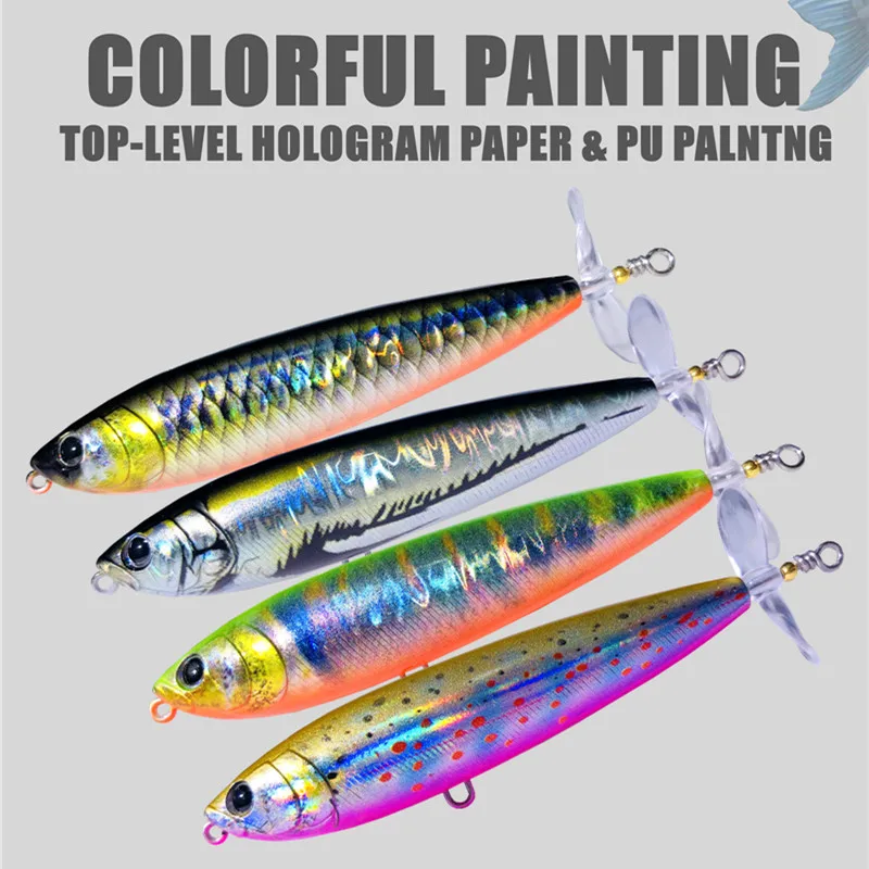 GREENSPIDE-señuelo de pesca Topwater con hélice, 95mm, 12,5g, aparejos de pesca de lubina, accesorios de pesca, señuelos de agua salada, cebo para peces - imagen 4