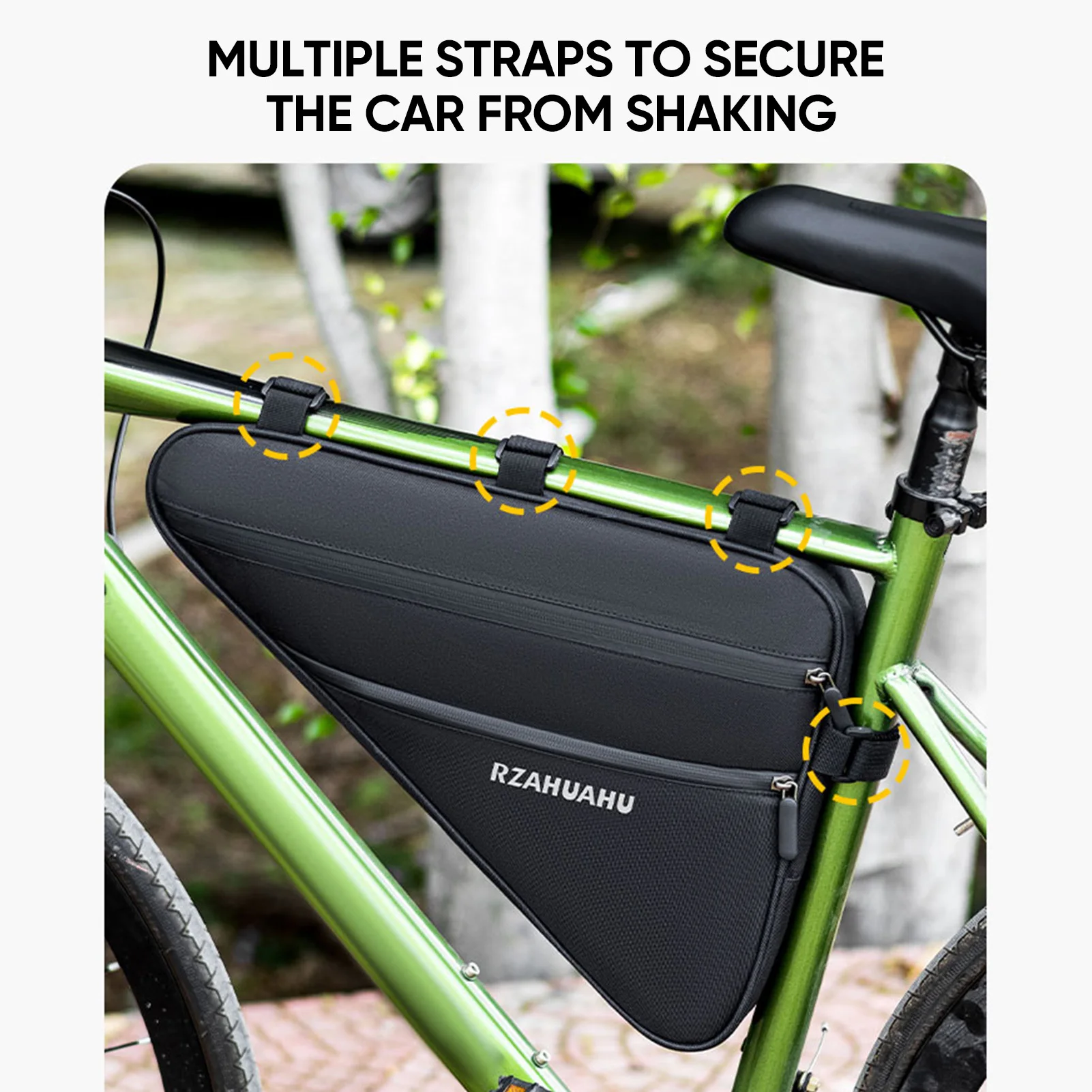 Bolsa para cuadro triangular de bicicleta, paquete de almacenamiento de herramientas de seguridad de conducción nocturna reflectante de 2,3 L, bolsa para bicicleta - imagen 3