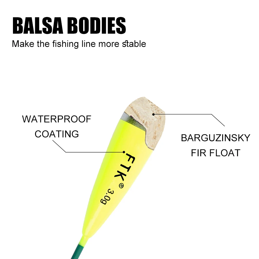 FISH KING 5 uds flotador de pesca tamaño 2g-4g Barguzinsky flotadores de abeto pesca de carpa Bobber boya Vertical longitud 15,5-20cm aparejos de pesca - imagen 5