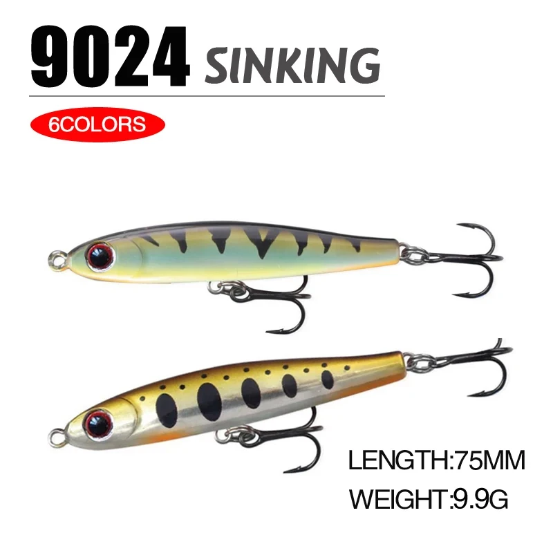 Señuelos de pesca con lápiz que se hunden, 75mm, 9,9g, Wobblers de fundición larga para trucha, lubina, agua salada, cebo duro Artificial, accesorios de pesca - imagen 4