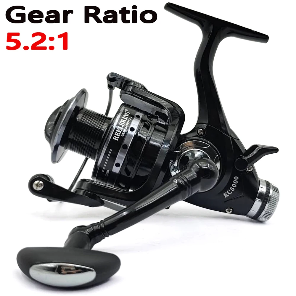 Carrete de pesca, rueda de pesca de carpa, sistema de freno doble delantero y trasero, carretes giratorios serie 3000 5000 6000, bobinas giratorias suaves - imagen 3